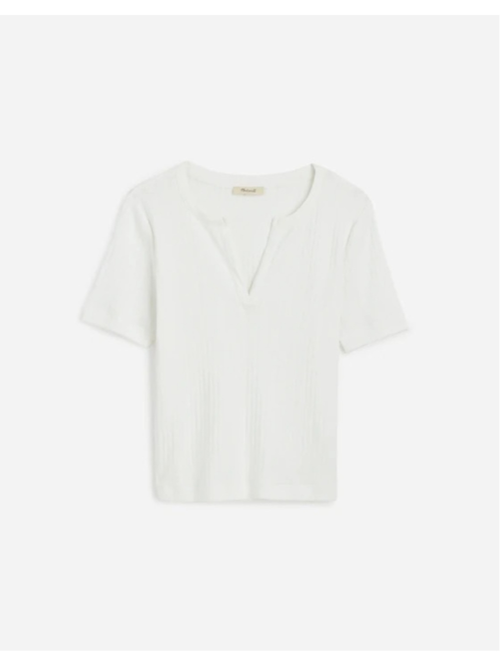 NWT Madewell Pointelle Notch Neck Tee in white size large